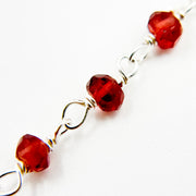 Garnet White Sterling Silver Wire Chain